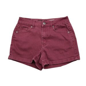 Aeropostale Shorts Womens 2 Red Plain High Waisted Midi 5 Pocket Design Chino